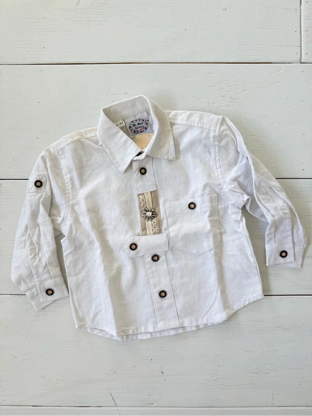 St.Peter Country Trachten Button Down Kids Shirt Traditional German Bavarian 2T